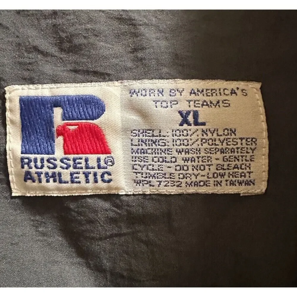 Vintage Russell Jacket Mens XL Dark Green Athletic Full Zip Windbreaker 90's‎